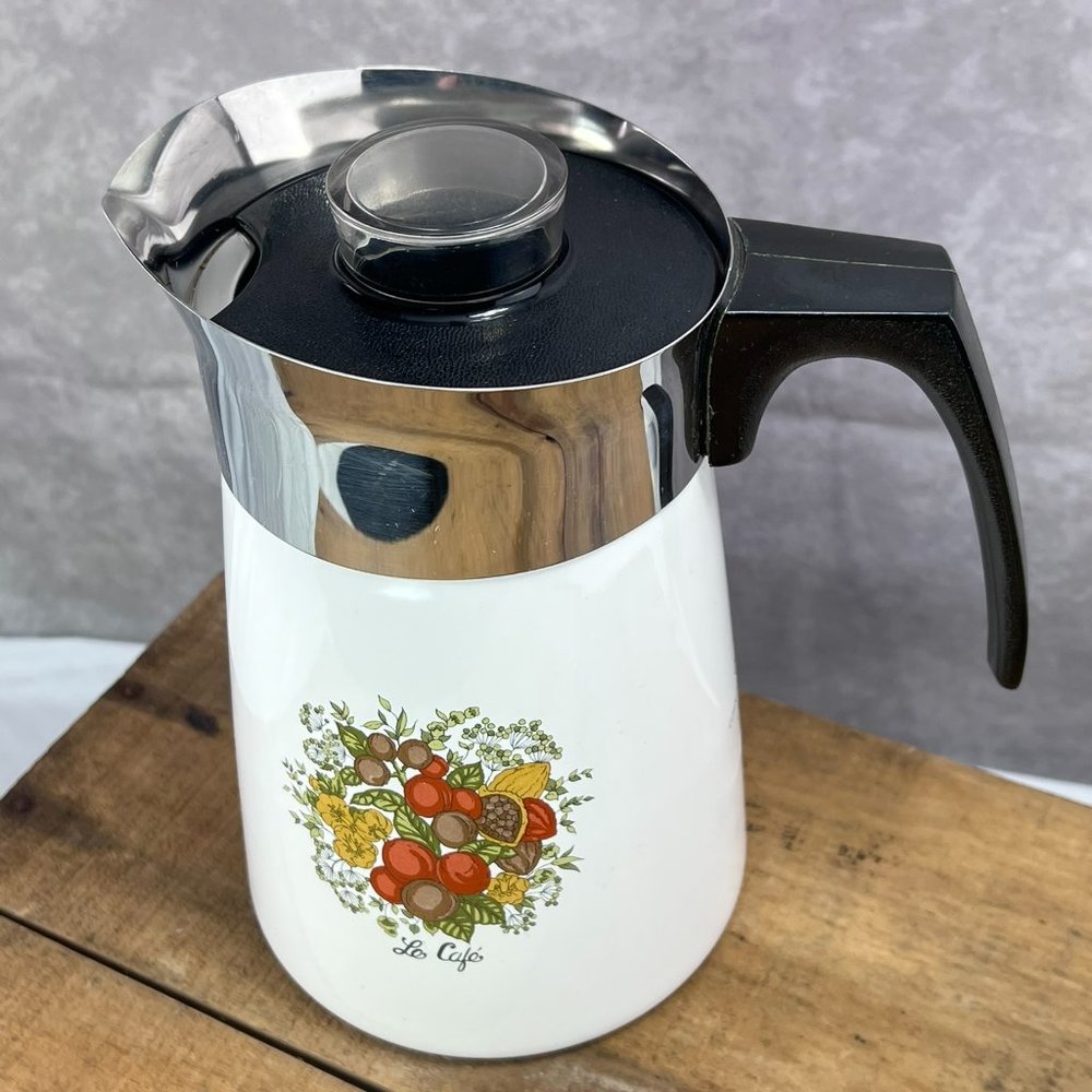 Vintage Corning Ware Spice o' Life Le Cafe Stove Top 6 Cup Percolator P-146
